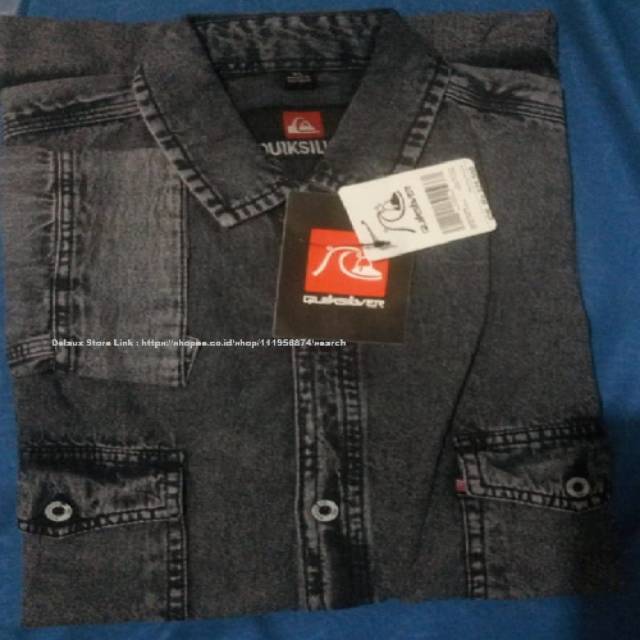 BAJU KEMEJA JEANS PRIA LENGAN PANJANG DARK BLACK UKURAN M - XL REGULER FIT