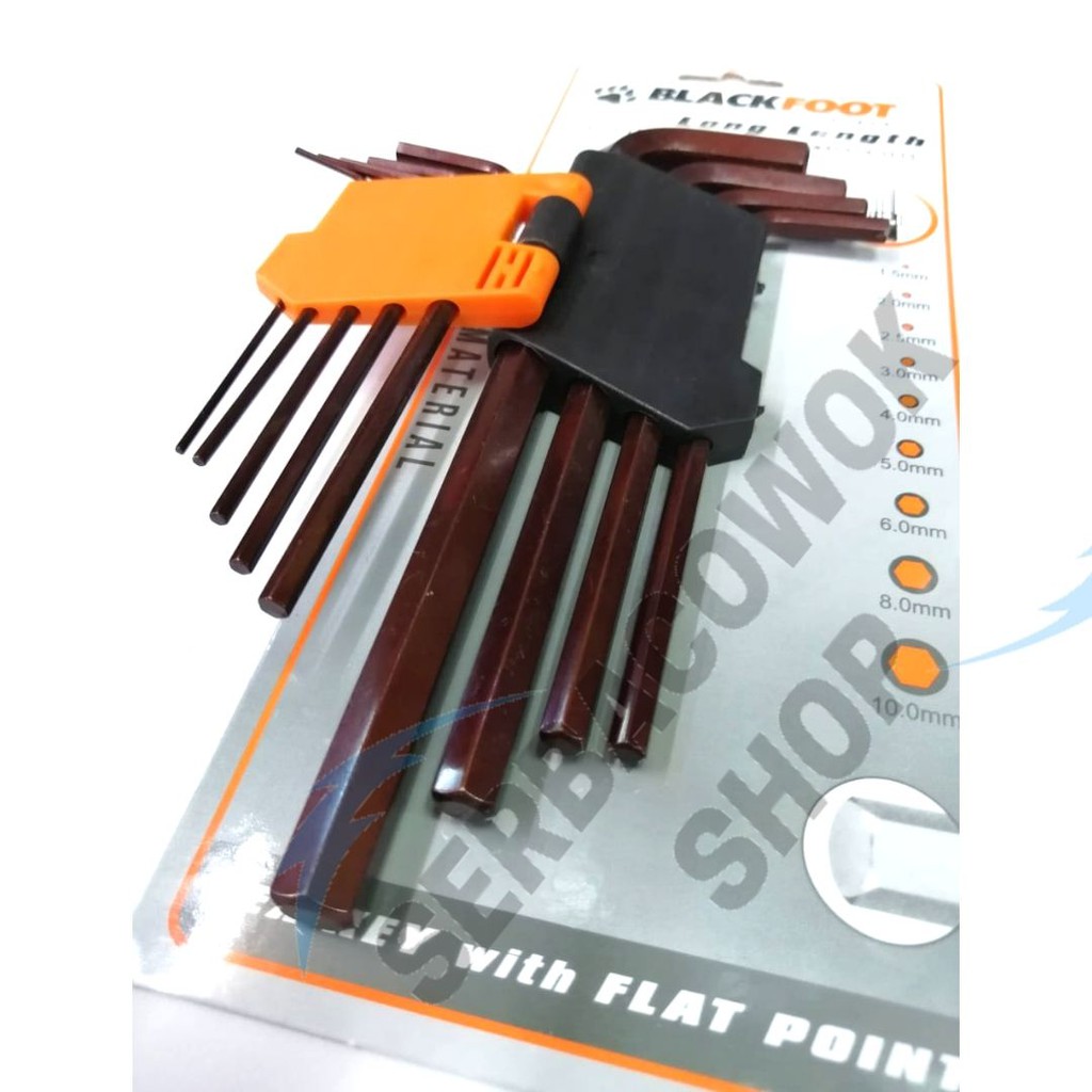 Blackfoot Kunci L Panjang Long 9 Pcs Hex Key Wrench Set 1.5mm - 10 mm Termurah Berkualitas