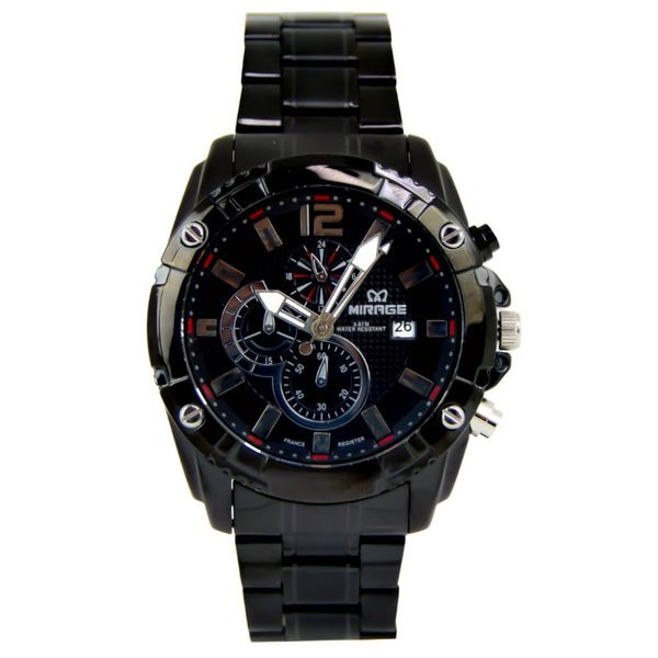 Jam Tangan Pria Mirage Original 8714 Full Hitam / Tahan Air / Stainless Steel