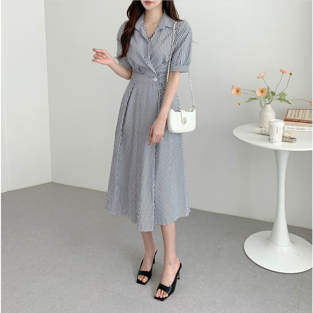 AS FASHION-COD-MIDI DRES WANITA KOREA TERBARU-DRES CASUAL-DRES NATAL