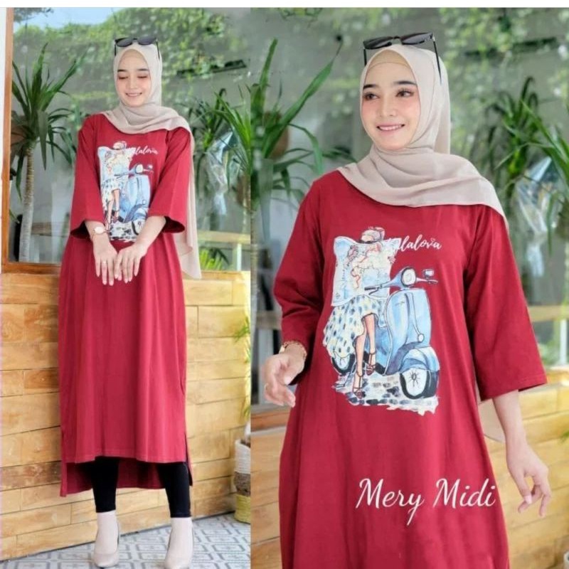 MERY MIDI /MIDI TERKINI BAHAN COMBED24S/LONG TUNIK/MIDI DRESS VIRAL KEKINIAN/TUNIK TERLARIS BAHAN COMBED 24S/PAKAI MUSLIM OOTD KEKINIA/FASHION TERBARU BAHAN COMBED24S