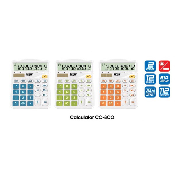 

Calculator Kalkulator Joyko Cc-8Co 12 Digits Check Correct