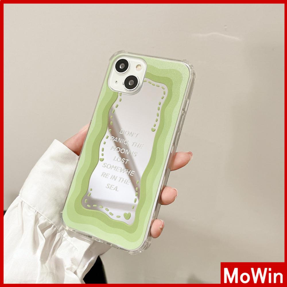 iPhone Case Acrylic Reflective Mirror Airbag Shockproof Protection Camera Green Border Letter Compatible with iPhone 11 iPhone 13 Pro Max iPhone 12 Pro Max iPhone 7 Plus iPhone xr