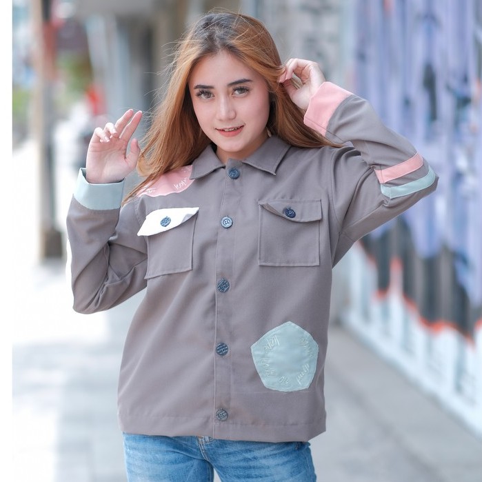 Jaket Wanita Terbaru | semi jaket parka-abu