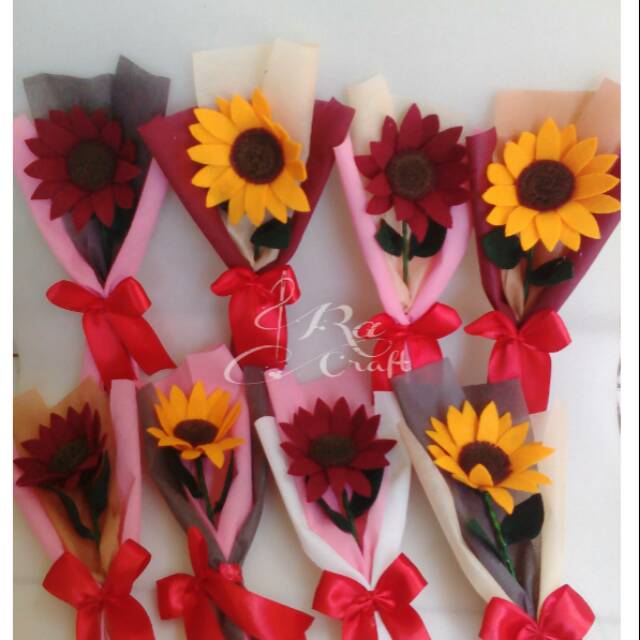 Buket bunga matahari flanel 1 tangkai