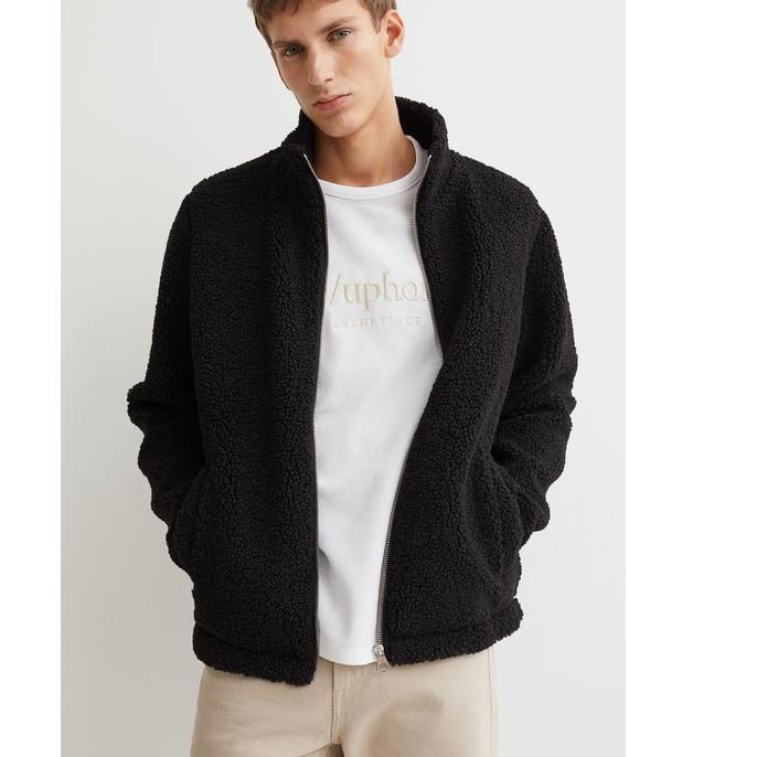 R-32 Jaket Sherpa HnM |Jacke tBulu Serpa | Jaket Champion Bulu WALL Hitam | Jaket Musim Dingin Lepas