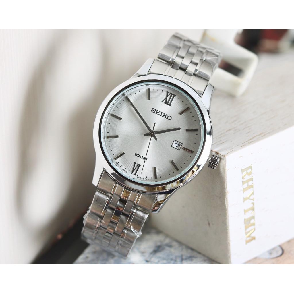 Jam tangan pria SEIKO simple classic tanggal rantai stainles steel