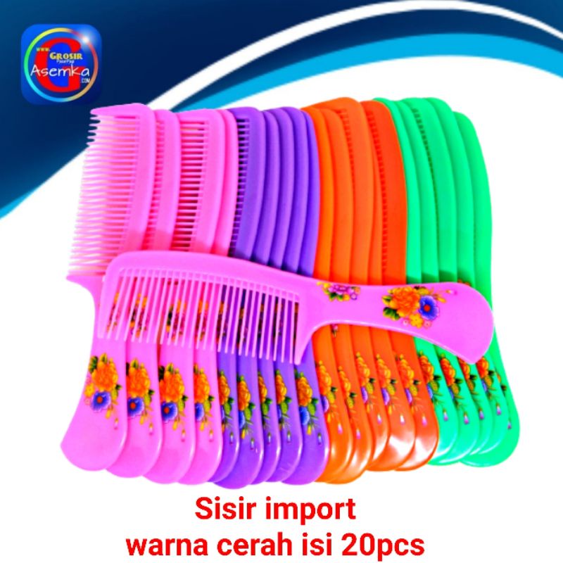 GPA Sisir (20pcs)Gagang Besar Kecil Warna Cerah  Produk import Grosir