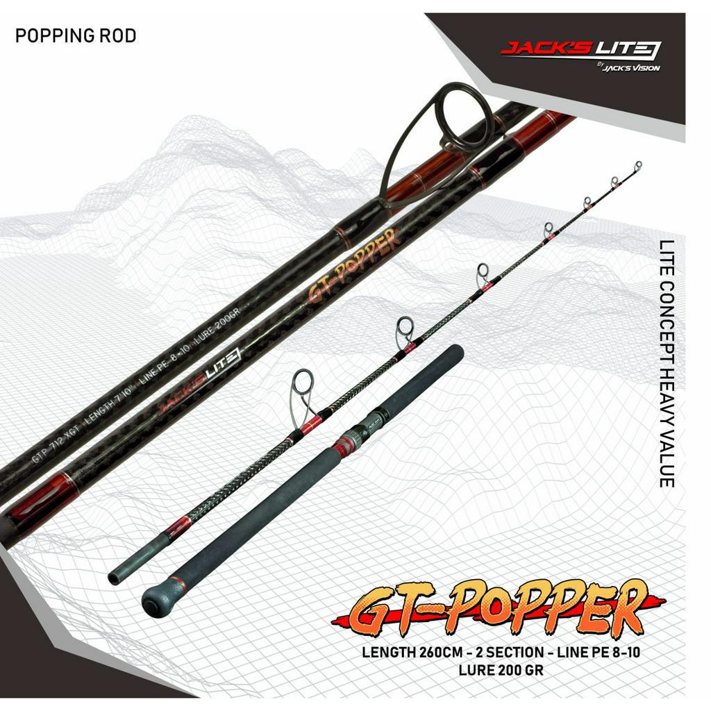 JORAN POPPING RODS - JACKSLITE GT POPPER - GTP 762 XGT PE 8 - 10 POPPING ROD JORAN POPPING