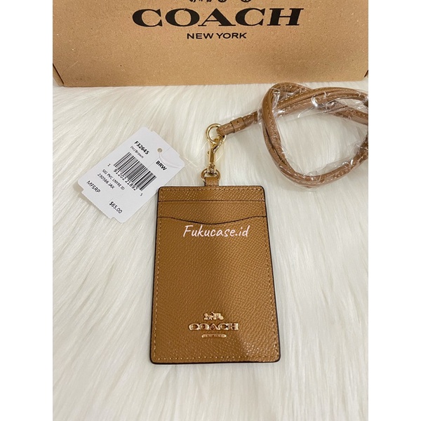 Coach Brown Metal Logo Lanyard || Name Tag || ID Card