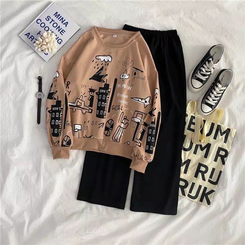 Planet set/ Setelan wanita/ Satu set pakaian wanita/ Pakian wanita/ satu set-2