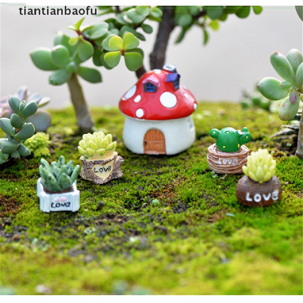 [tiantianbaofu] 4Pcs Plant DIY Resin Fairy Garden Craft Decoration Miniature Micro Gnome Terrarium Gift Boutique