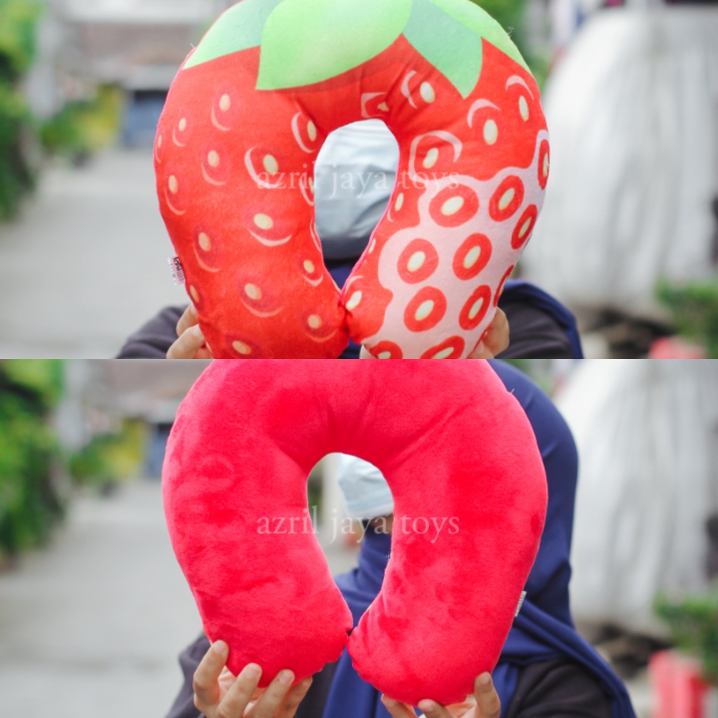 Bantal Leher Bentuk U Bahan Yelvo Motif Buah Lucu dan Imut