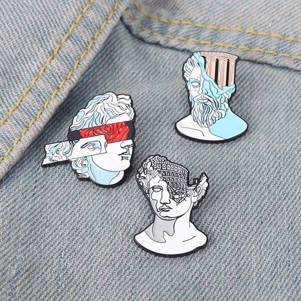 [Elegan] Patung Wajah Bros Fashion Kartun Perhiasan Aksesoris Kerah Bros Travel Commemorative Badge Pin Enamel Pin