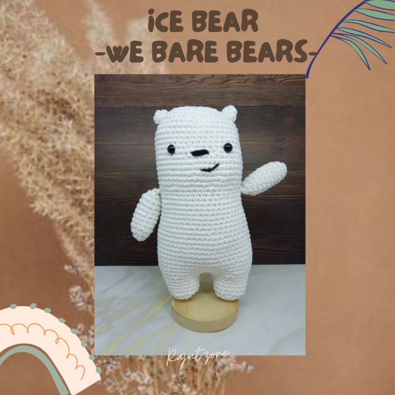 we bare bears ukuran kecil/boneka panda/boneka rajut panda/ganci boneka panda