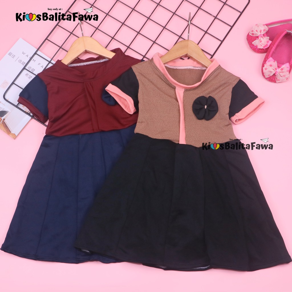 Dress Maudy uk 1-2 Tahun / Dres Balita Cewek Baju Anak Perempuan Harian Gaun Pesta Murah