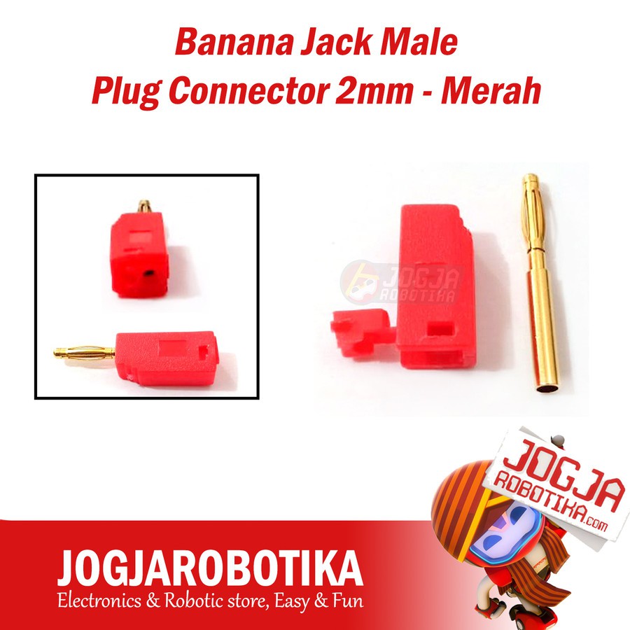 Banana Jack Male Plug Connector 2mm - Merah