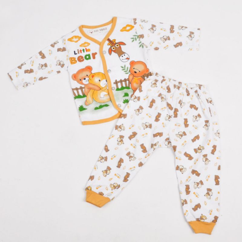 setelan baju anak perempuan 1-2 tahun motif little bear dan jerapah lengan panjang celana panjang