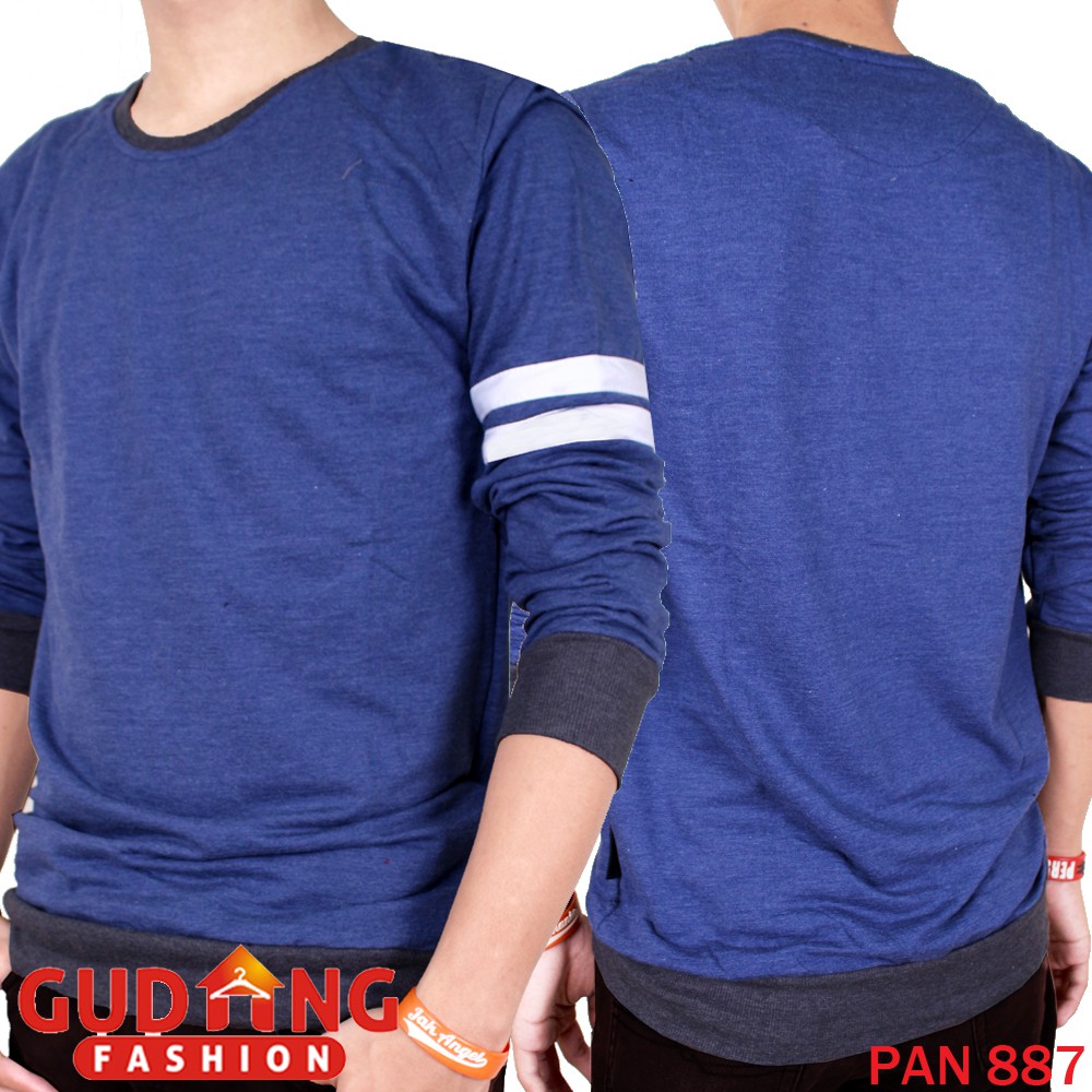 Kaos Panjang Pria Double Strip dengan Lengan dan Pinggang Karet (COMB)
