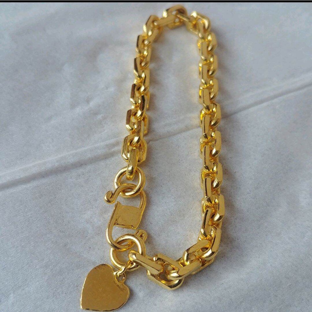 COD Gelang Titanium Rantai Medan Jumbo Lapis Emas 24k