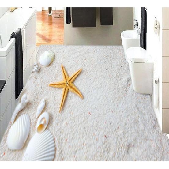 WALLPAPER CUSTOM 3D LANTAI WALLPAPER STIKER LANTAI PASIR PANTAI PUTIH Termurah