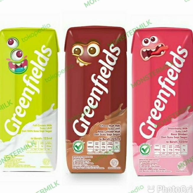 

BISA COD GREENFIELDS UHT MILK 125ml Full Cream, Choco Malt & Strawberry - Coklat