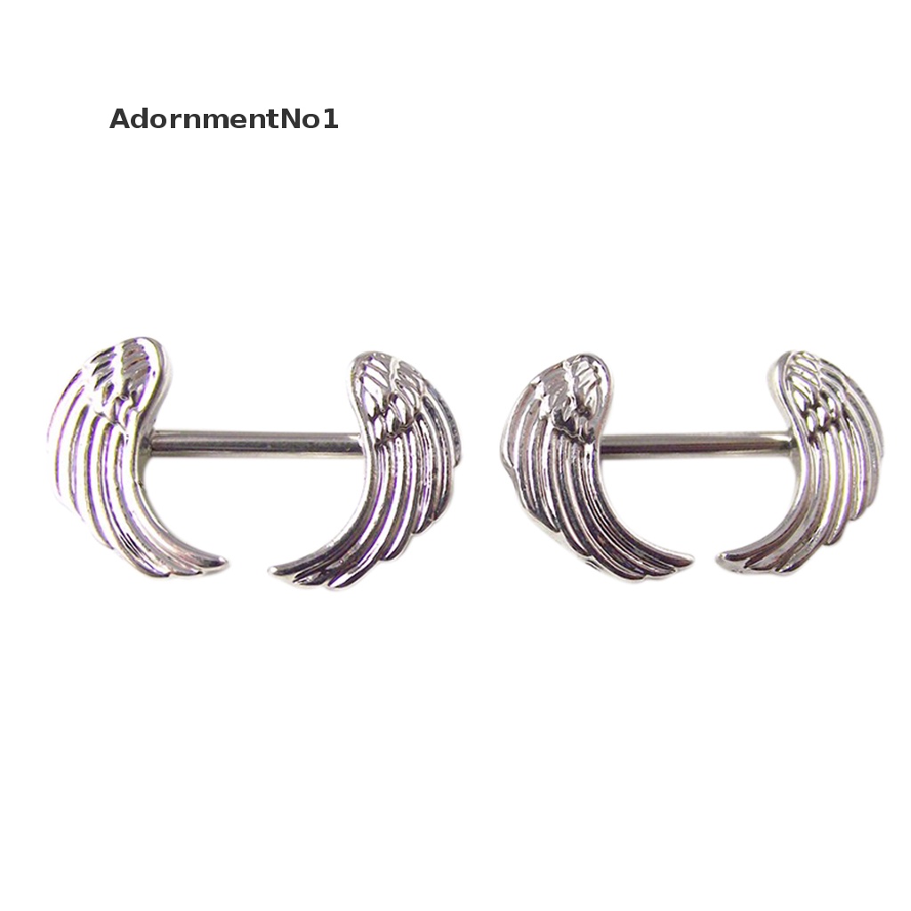 (AdornmentNo1) 1 / 2pcs Anting Tindik Puting Bentuk Sayap Bahan Surgical Steel Untuk Wanita