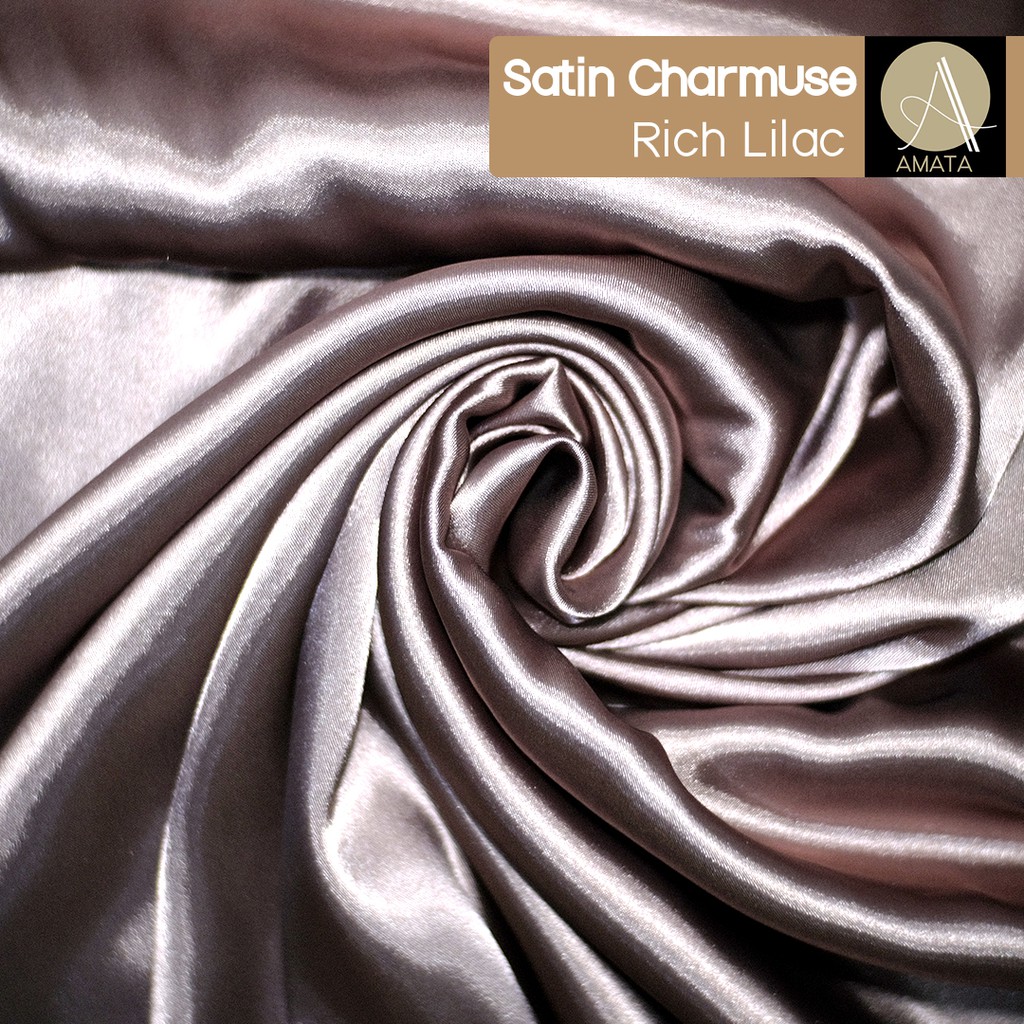 1/2 meter Kain Satin Charmuse / Sateen Silk Premium Rich Lilac