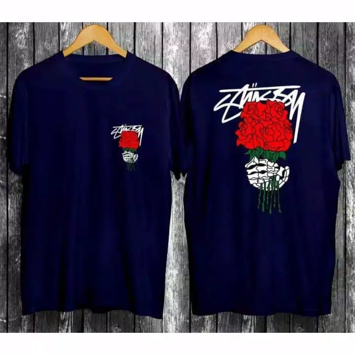 Kaos murah Kaos distro murah baju  distro pria t-shirt murah combed30s twisted bunga navy