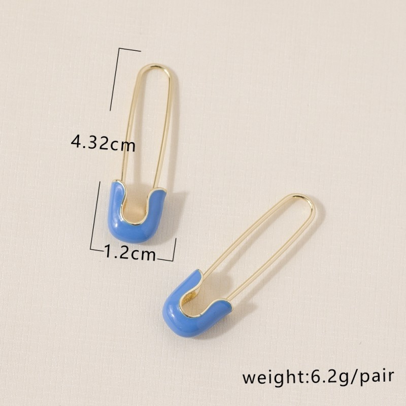 Anting Stud Enamel Bentuk Paperclip Warna Permen Gaya Punk Gothic Vintage Untuk Wanita