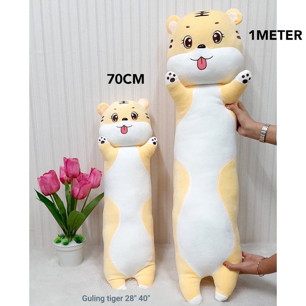 guling bantal tiger smile 1meter bahan impor safari boneka macan kado