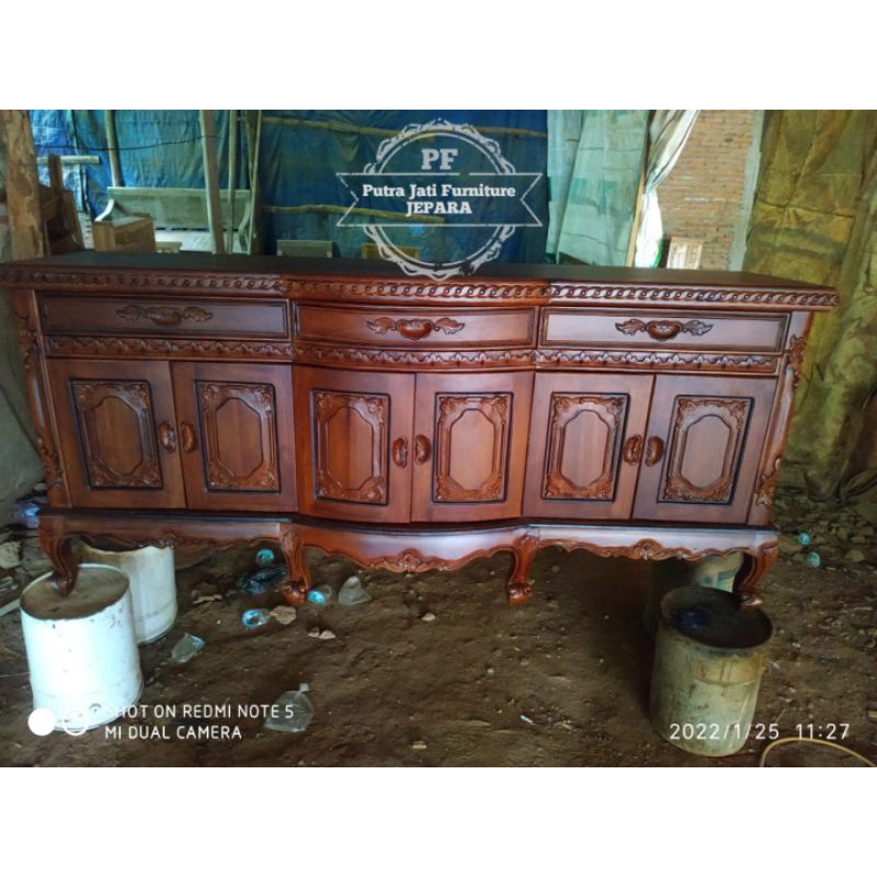 Bufet Meja Tv Nakas Panjang Almari Hias Kayu Jati Jepara