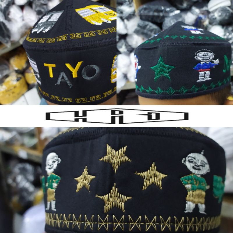 Peci Kopiah Telolet Anak Bordir Motif Animasi Kartun, Peci Songkok Anak oleh-oleh haji dan umrah-1