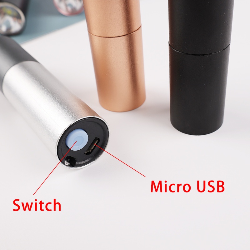 Senter Saku Mini Portable Usb Rechargeable Bahan Aluminum Alloy Dengan 3 Mode Zoom