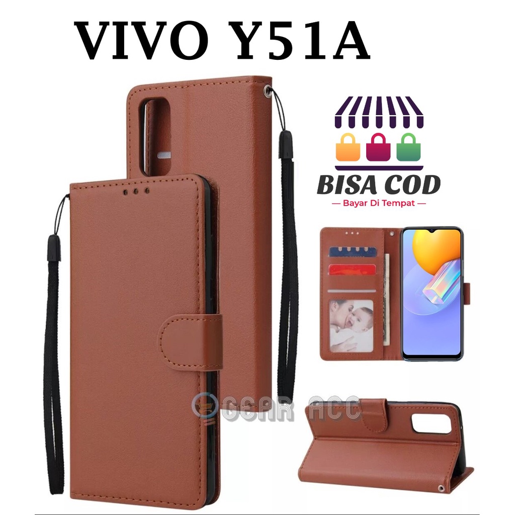 FLIP CASE UNTUK VIVO Y51A-FLIP COVER DOMPET CASING-WALLET LEATHER CASE FLIP SARUNG BUKU FLIP LEATHER