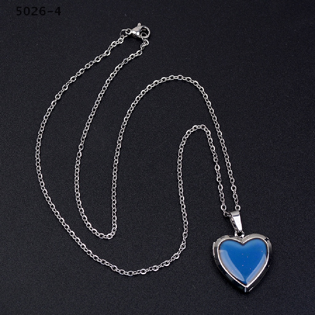 5026-4 Mood Necklaces Heart Pendant Necklace Temperature Control Color Change Necklace 5026-4