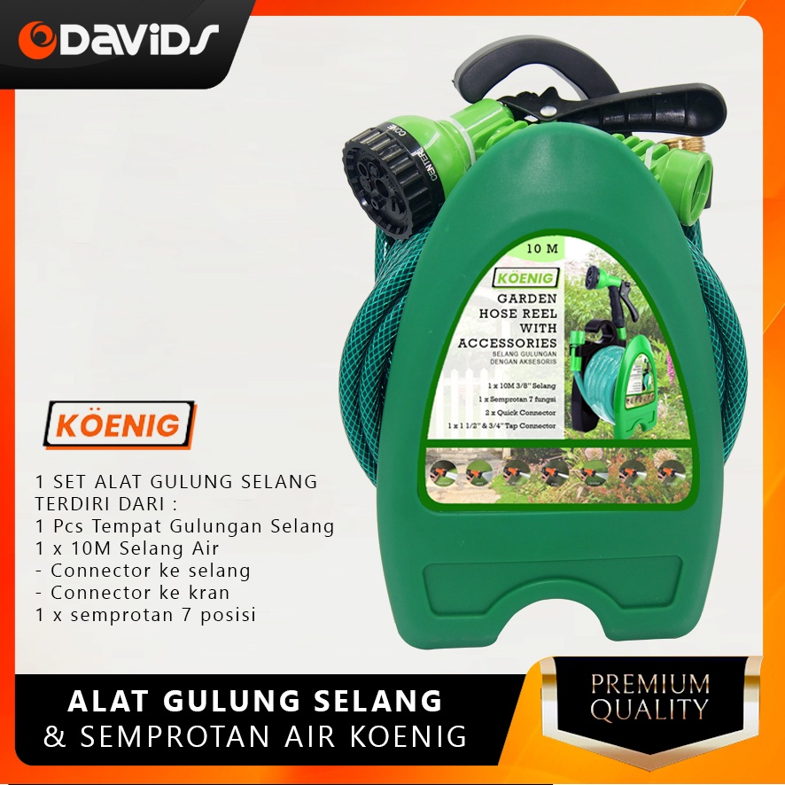 Semprotan Cuci Motor Mobil Tanaman Nozzle Water Spray Air Gulungan Selang Taman Hose Reel Sprayer Seprotan Koenig