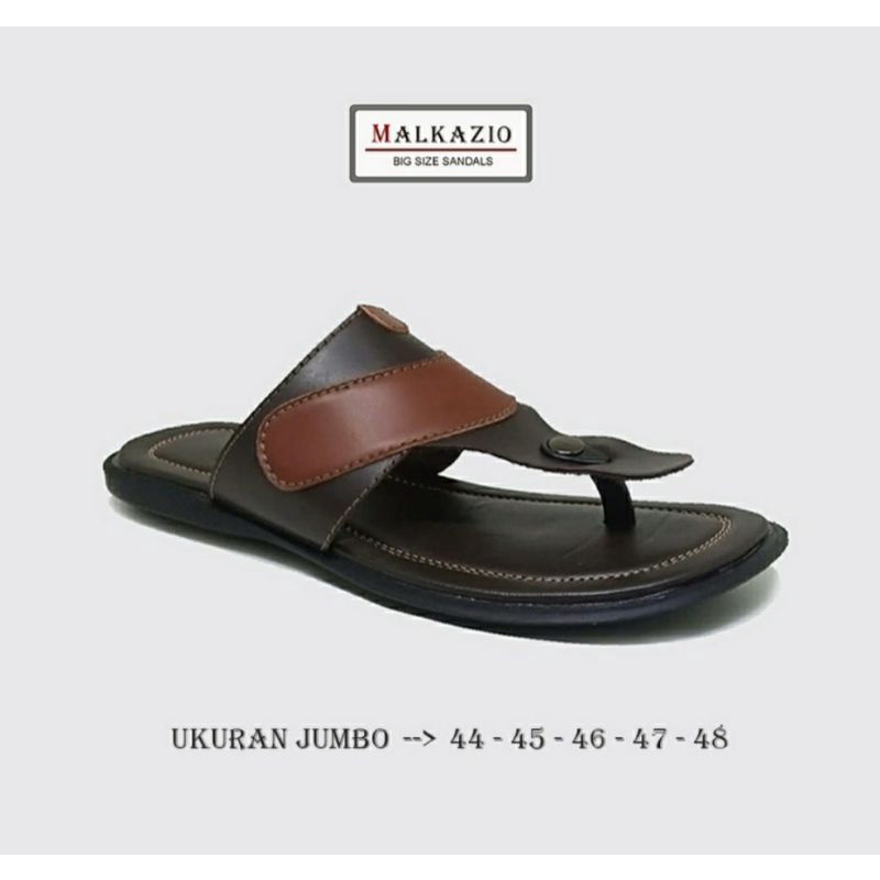 Sendal Kulit Slide Big Size 44-48 Sandal Jepit Pria Bapak2 Ukuran JUMBO Kasual M15 Brown