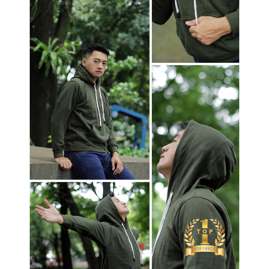 Topone88 Jaket Hoodie Jumper Sweater Polos Pria Wanita Unisex (Part 1)-Army