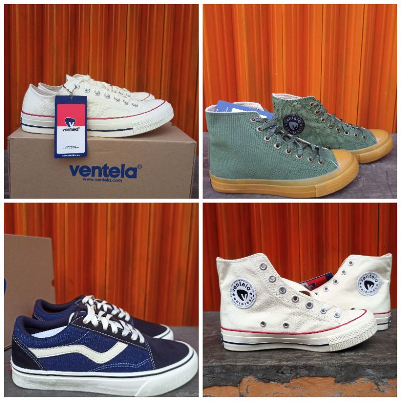 SEPATU VENTELA TERMURAH PUBLIK 70S RETRO HIGH DAN LOW ORIGINAL BNIB CREAM DENIM ARMY