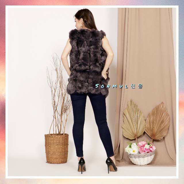 PREMIUM IMPORT WOMAN WINTER AUTUMN FUR VEST ROMPI BULU WANITA MUSIM DINGIN GUGUR