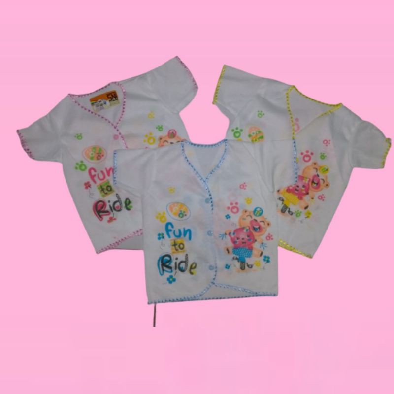 Baju Bayi SNI Kancing Depan Tangan Lengan Pendek Panjang Putih Motif Newborn