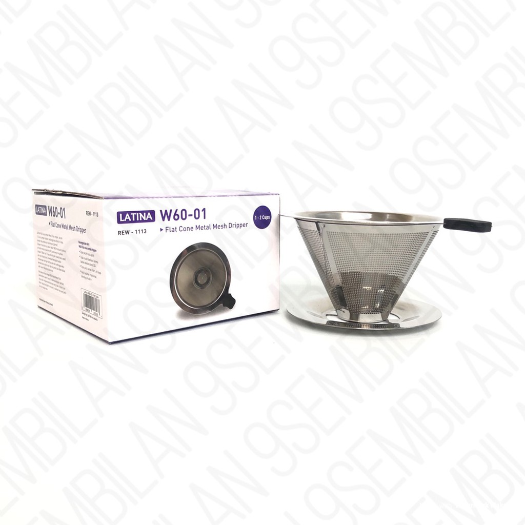 Latina W60.01 Metal Mesh Dripper V60 Flat Cone Stainless Rew-1113