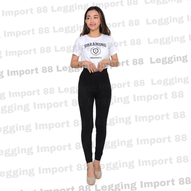 Celana Legging HW Import / Polos Panjang Highwaist / Fashion Wanita (901)-Hitam