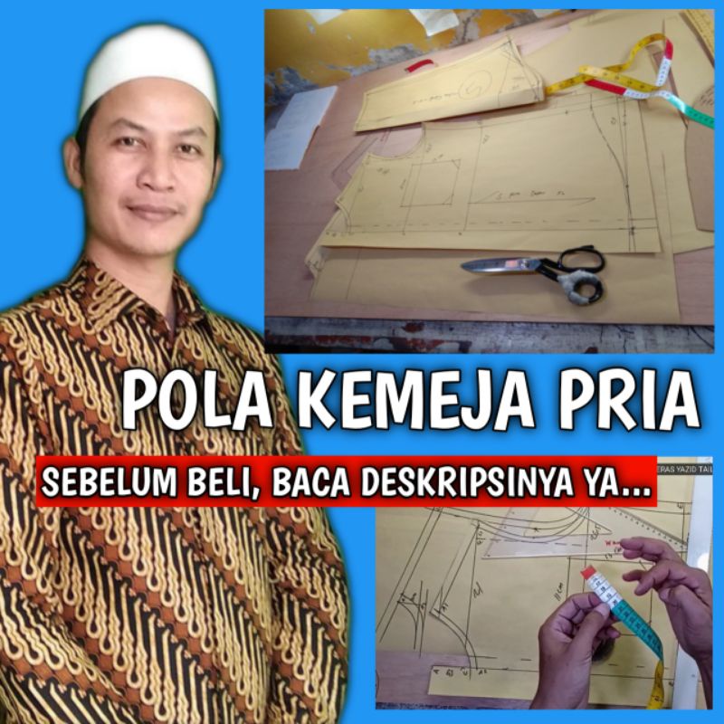 POLA KEMEJA PRIA INSTAN LENGAN PANJANG (size S,M,L&XL) | Yazid Tailor