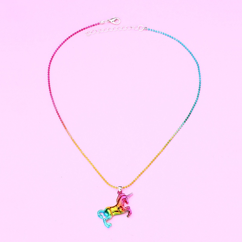 Kalung Liontin Unicorn Aksen Berlian Imitasi Untuk Wanita