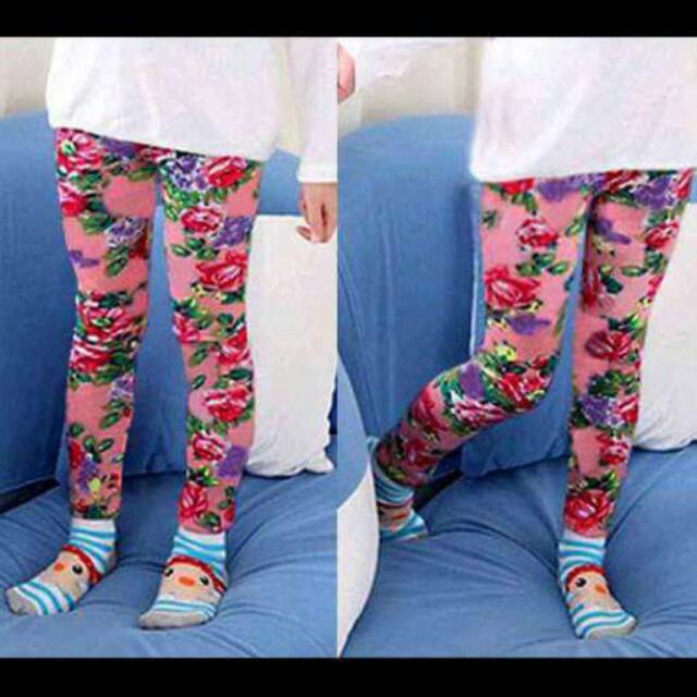 Celana Legging Anak Cewek Flower Pink