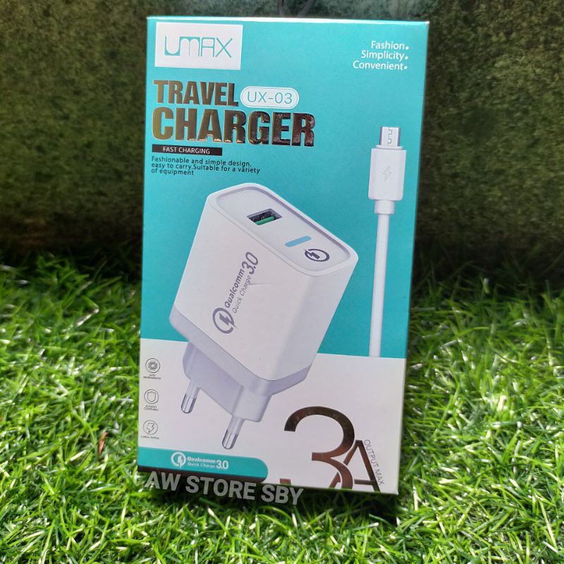 Charger type c 3A fast charging Quallcom 3.0 Charger Usb Type C U-Max (X-03)