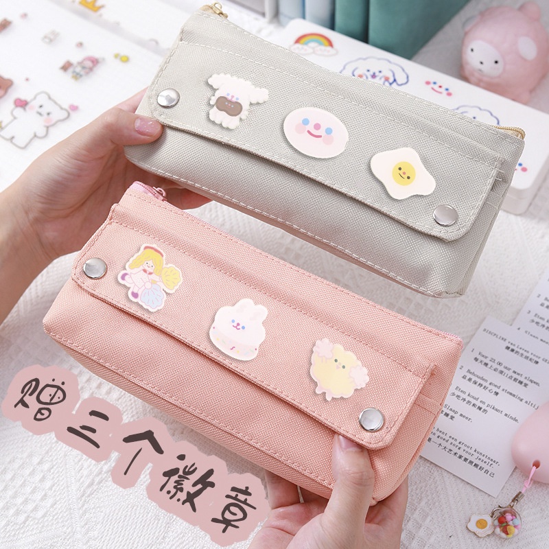 

Girls Cute Pencil Case Pen Storage Bag 2 Compartments Makeup Coin Purse for Women Girl's Pencil