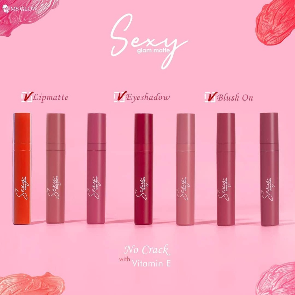 Sexy Glam Matte MS Glow Kosmetik Lip Matte Lipstik Creamy Tahan Lama